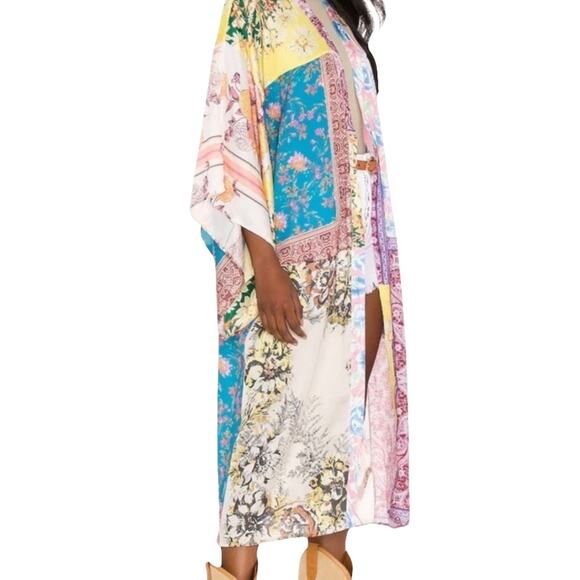 Free People Patchwork Love Robe Kimono Duster Western Boho Coverup Festival M/L - Picture 11 of 16